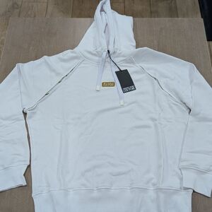 $400 Mens Versace Jeans Couture Logo Pullover Fleece Hoodie White Medium
